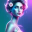 Placeholder: A portrait very beautiful woman , longs hairs, elegant, atmospheric, realistic, cinematic lighting, pink blue light, 8k, galactic atmosphere, flowers