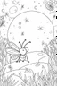 Placeholder: HAPPY NEW YEAR coloring page for kids, Firefly lights up night sky , thick outline, low details, no shading, no color