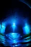 Placeholder: the inside of a well. under the water and looking up at the well. Everything is blue light