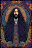 Placeholder: Rich Robison of The Black Crowes, 3D embossed textured ethereal image; midnight hues, extreme colors, long-haired freckled Rich Robinson; trippin', psychedelic, groovy, art nouveau; indica, sativa, leaves, gig poster art, macabre, eldritch, bizarre, extreme neon colors, mixed media, velvet, paisley, embroidered, blacklight, uv