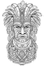 Placeholder: outline art for square polynesian tiki totem coloring page for kids, classic manga style, anime style, realistic modern cartoon style, white background, sketch style, only use outline, clean line art, no shadows, clear and well outlined