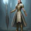 Placeholder: fantasy setting, female goliath, white dress