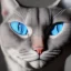 Placeholder: humanoid cat face, blue eyes, highly detailed