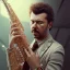 Placeholder: man playing saxophone, blade runner, danny mcbride, low key lighting, volumetric light, digital art, highly detailed, fine detail, intricate, ornate, complex, octane render, unreal engine, photorealistic