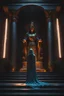 Placeholder: The high priestess of the god of death praying in front of a statue of the god. Cinematic lighting, Volumetric, lighting, Epic color composition, the , octane render,