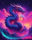 Placeholder: Dragon in a vibrant synthwave dreamscape, neon chaos swirling energetically around pixelated forms, a dynamic fusion of retro gaming nostalgia and futuristic abstraction