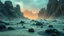 Placeholder: landscape covered in sulfur that looks futuristic with futuristic lighting, realistic rendering