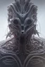 Placeholder: evil predator with crown, alien, brutal face, tron, head, burn eyes, 8k, finely detailed, dark light, photo realistic, hr giger, cyberpunk