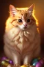 Placeholder: am easter cat holding a basket of jewels and gems. His fur is realistic. The background is a romantic carpet bokeh digital painting extremely detailed studio lighting crisp quality and light reflections 8k cinematic lighting portrait photorealistic ultra detailed cinematic postprocessing focused