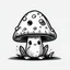 Placeholder: mushroom, black and white, cartoon, drawing, cute, outline, creature, simple