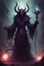 Placeholder: demon monster abyssal dark mage possessed by many souls with a staff