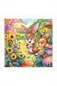 Placeholder: The cute bunny excitedly looks at a bright yellow sunflower in the colorful garden, the beautiful butterfly and the friendly brown squirrel are next to the bunny and smiling, child book illustration style, faces must be the same as reference image