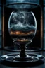 Placeholder: dark Storm inside a glass teacup, random background with dark colors and pale blur lights, sinister, ethereal fantasy hyperdetailed, mist, surreal, crepy stunning