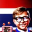 Placeholder: ralphie peter billingsley glasses, chubby teen in argyle sweater holding a bar of (red soap)