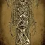 Placeholder: fantasy, digital art, long metal cylinder, object, metallic, dark metal, encrustations, grim, massive, engravings