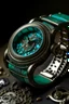 Placeholder: Craft an image where the turquoise hues in a vintage watch band whisper tales of time's passage within a stable.cog environment, encapsulating the beauty of a stable mid-journey.