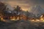 Placeholder: highly detailed small village scene in skelig, sunrise, illustration, background snowy mountains, cinematic lighting, 4k, 8k, octane render, digital concept art, trending on artstation, pinterest, extremely detailed, ambient lighting.