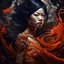 Placeholder: beautiful asian woman, Black ink flow, 8k resolution, photorealistic masterpiece by Aaron Horkey and Jeremy Mann, intricately detailed fluid gouache painting by Jean Baptiste, professional photography, natural lighting, volumetric lighting, maximalist, 8k resolution, concept art, intricately detailed, complex, elegant, expansive, fantastical, cover, orange and chrome tones