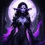 Placeholder: drow elf woman, sorceress, enchantress, dark hair, purple skin, demonic, digital art, dark fantasy