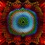 Placeholder: a mandelbulb 3d fractal made of small metallic random color cubes