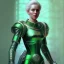 Placeholder: Young Woman as a ruggedly beautiful retro sci-fi space marine in a green pvc outfit, 1985, intricate, elegant, highly detailed, centered, digital painting, artstation, concept art, smooth, sharp focus, illustration, art by artgerm and donato giancola and joseph christian leyendecker, ross tran, wlop