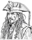 Placeholder: Jack Sparrow Portrait: Create a detailed coloring page featuring the iconic character Jack Sparrow. Ensure intricate details in his clothing, accessories, and facial features for an engaging coloring experience.