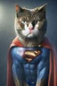 Placeholder: A picture of a serious cat in the form of a superman, a professional, high JPEG image