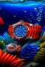Placeholder: Prompt an image featuring a Cartier Diver watch submerged underwater with vibrant marine life and a mid journey vibe, capturing the essence of exploration.