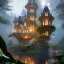 Placeholder: a magical house in the woods, vertical, vines, candlelit, endor, ornate, elegant, highly detailed, digital painting, artstation, concept art, smooth, sharp focus, illustration, 8k, splash art, wallpaper, key visual