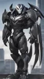 Placeholder: a close up of a Mega Giant in a venom suit, venomized, goth cybersuit, anime mech armor, overwatch character concept art, cyber skeleton, cyber japan armor, cyber fight armor, cyberpunk venom , hard surface character pinterest, reaper from overwatch, black heavy armor, mecha anthropomorphic penguin, mecha suit, venom mecha, muscular! cyberpunk