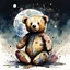 Placeholder: Impressionistic watercolor of a discarded sad limp Teddy Bear with stuffing falling out, vision inside a moon, double exposure splash art, watercolour and pen, Layered Inside, merged Painterly styles by Photoshop, transparency layers bleeding through, Style Andreas Lie and adrien ghenie and Norman Lewis and Jim Dine, moody, nostalgic, memento mori, negative space, ink leak