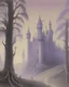 Placeholder: A pale light purple castle with ghosts painted by Caspar David Friedrich