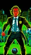 Placeholder: Diego Forlan Football soccer player fighting black suite. Dark detective comic. comicBook cover batman style detective mistery 1990.