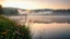 Placeholder: A serene lakeside at dawn with mist rising from the water, surrounded by blooming wildflowers and softly glowing fireflies. Photographic quality and detail, award-winning image, beautiful composition.