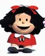 Placeholder: 3D. Hyperrealistic photograph of Mafalda in real life, with a bowtie or butterfly type bow on her head. Straight hair. (((Whole body)))