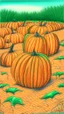 Placeholder: pencil drawing with colored pencils of a pumpkin patch, green