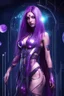 Placeholder: VERY BEAUTIFUL WOMAN FROM THE PLANET SATURN, WITH CYBER CLOTHING ON HER BODY, LONG PURPLE HAIR WITH A PURPLE AURA ON HER BODY