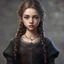 Placeholder: pretty 13 year old girl, conventionally attractive, dark clothes, realism, tight top, sorcerer, medieval