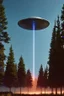 Placeholder: year is 1966 (a bunch of school kids) see ufo flying over tall pine trees, concept art, by Asaf Hanuka, by Weta Digital, Electric Colors, Screen Space Global Illumination, in a symbolic and meaningful style, 3 lights underneath