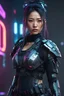 Placeholder: cyberpunk female Asian, weapon, warrior, 8k, high reality, high detailed.