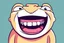 Placeholder: closeup on face of cute character with big toothy grin, peculiar character style