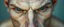 Placeholder: close up portrait with smooth grainy skin fine pores and real skin texture, clear transparent skin, wise eyes, hairy macho orc disco albino limbo