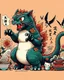 Placeholder: Catzilla cat Japanese Art funny cat gifts for women kid PNG,