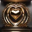 Placeholder: A magnificent golden and silver heart-shaped sign adorned with a stunning golden sphere encrusted with sparkling diamond clusters at its center, elegantly spinning in position.