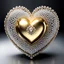 Placeholder: A magnificent golden and silver heart-shaped sign adorned with a stunning golden sphere encrusted with sparkling diamond clusters at its center, elegantly spinning in position.