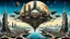 Placeholder: a stunningly weird image of a futuristic floating metropolis using Salvador Dali's paranoiac-critical method, where buildings and structures appear to melt into the skyline cityscape is filled with floating mad, twisted sharp metal shapes that interact with the buildings and each other, forming a surreal tableau of a dreamlike reality. neu-steampunk vibe, essence of the scene in a cinematic manner, with dramatic shadows that enhance the distorted perspectives and bizarre