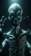 Placeholder: Crafting a terrifying 8K depiction of an old evil alien rising hand up ,His presence exudes an unsettling aura of malevolence, instilling fear in all who behold him.