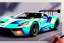 Placeholder: a true-to-life 2016 ford gt race car, pen and color marker, centered, intricate, extreme detailed, photorealism, center view, race track background, pivot on ford, painting by cheryl kelley