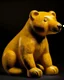 Placeholder: A yellowish orange colored earth elemental bear designed in African pottery painted by Albert Pinkham Ryder
