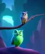 Placeholder: cute, full body owl, dark background